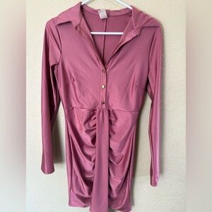 Elegant Pink Button-Up Dress